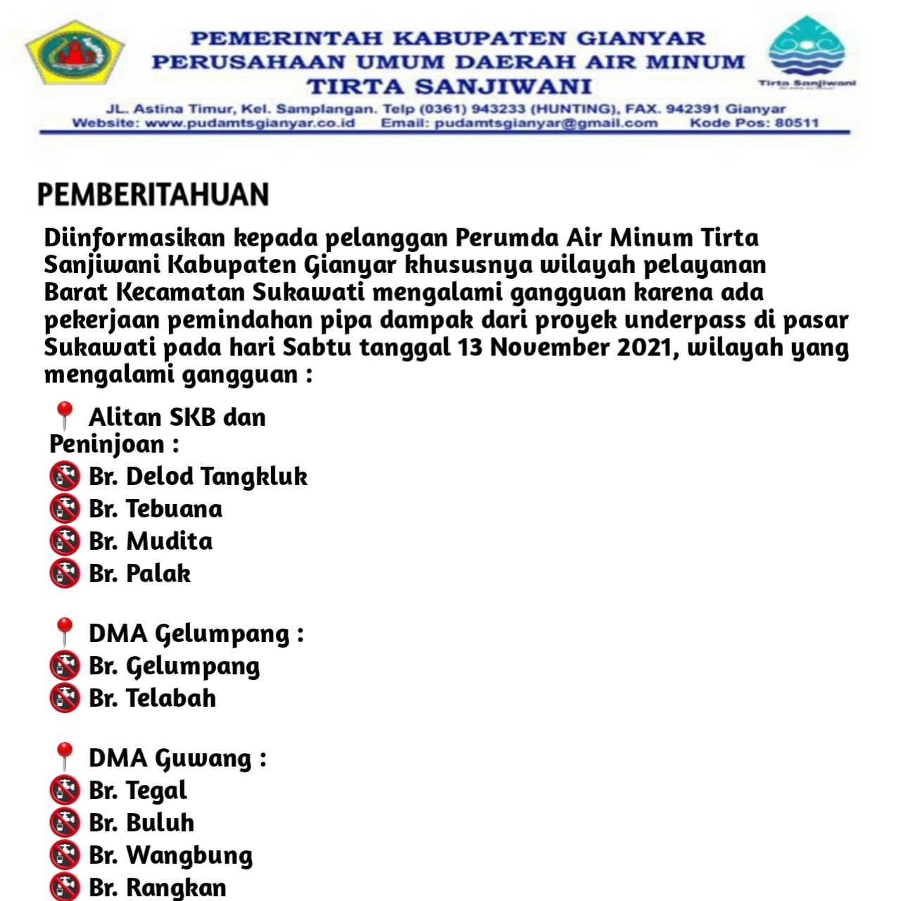 Info berita,Layanan PDAM,Kegiatan PDAM,gangguan layanan pdam,Berita PDAM,PERUMDA AMTS,PERUMDA AMTS Kabupaten Gianyar