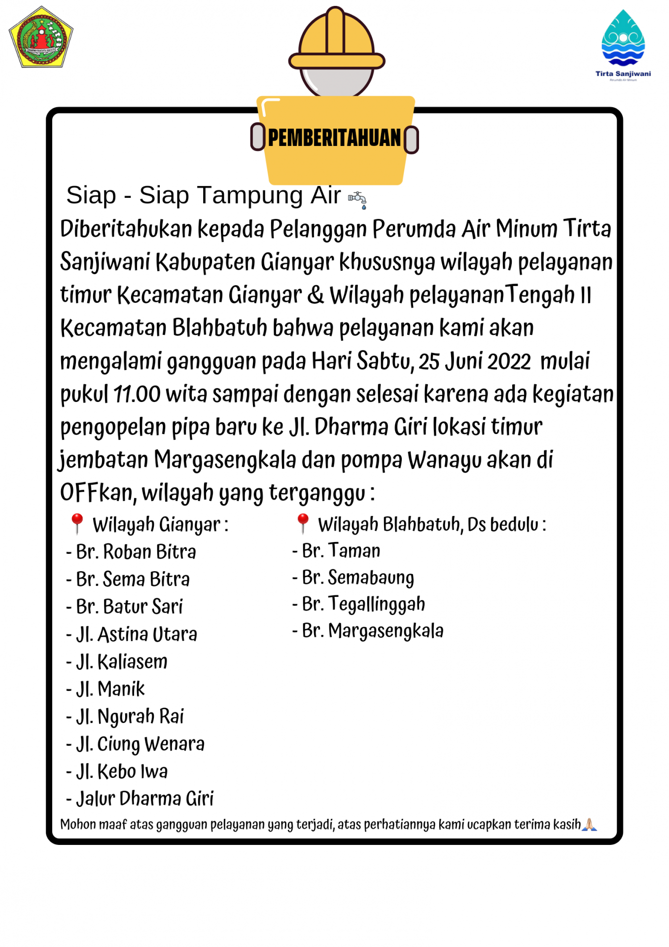 Info berita,Layanan PDAM,Kegiatan PDAM,gangguan layanan pdam,Berita PDAM,PERUMDA AMTS,PERUMDA AMTS Kabupaten Gianyar